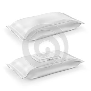 White wet wipes package with flap