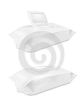 White wet wipes package with flap