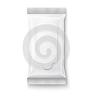 White wet wipes package with flap.