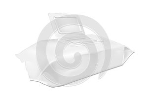 White wet wipes package with open flap