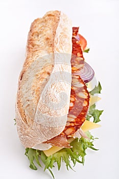 White wheat baguette sandwich