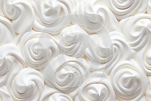 White whipped cream background. Close up of a white whipped cream texture. Generative AI