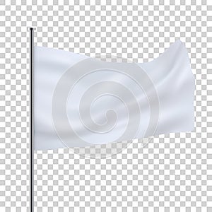 White White flag template. Clean horizontal waving flag