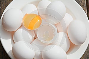 White whole eggs raw egg yolk