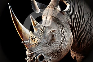 White wild rhino from safari zoo park portrait