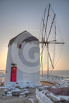 White windmill at Mykonos, Greece