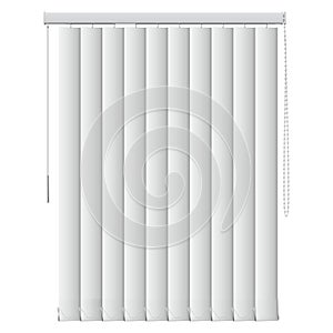 White window blinds vertical textile curtains realistic vector illustration