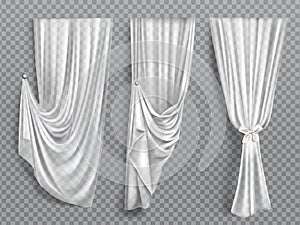 White window curtains on transparent background