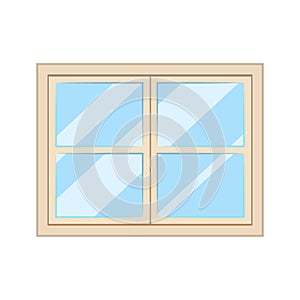 White window, glass frame interior construction isolated