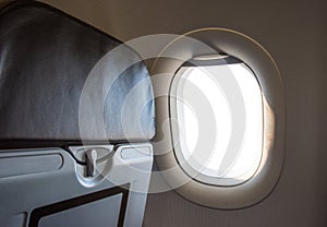 White windows inside an aircraft