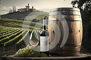 White Wine Barrel on Chianti Vineyard