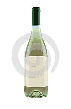 White wine blank label bottle isolated on white