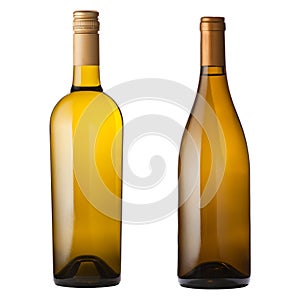 White wine bottles on white