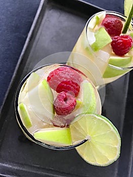 White wine coolers with fresh fruit