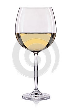 White wine in a glass isolated on white background