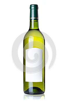 White wine in green bottle with blank label