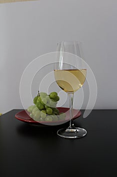 White wine glass wine bottle grape