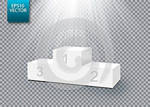 White winners podium with spotlights. Vector illustration.