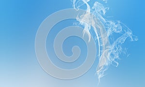 White wipe smoke on sky blue. Abstract motion diffusion background