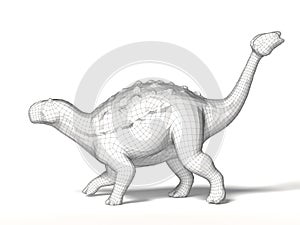 A white wireframe model of a ankylosaur photo