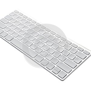 White wireless computer keyboard on a white background wireless keyboard typing