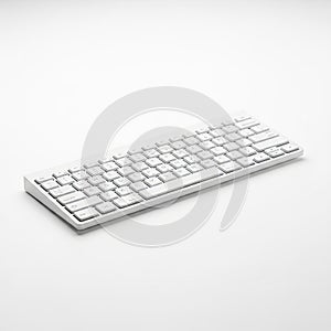 White Wireless Computer Keyboard on a Clean White Background