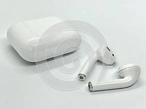 White Wireless Earbuds photo