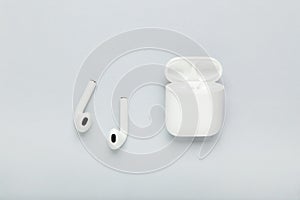 White wireless earphones