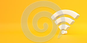 White wireless network symbol on yellow background
