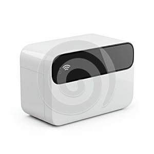 White Wireless Router Modern Device on White Background in Studio Lighting