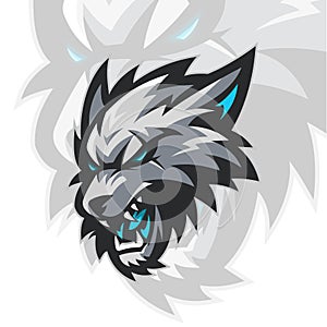 White Wolf Head Vector Illustration for Esports Team or Group