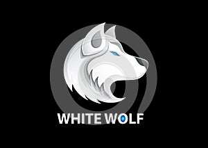 White wolf logo vector illustration