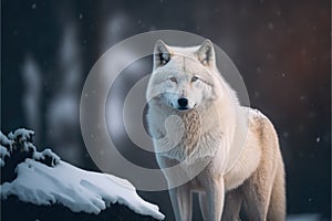 White wolf in the snow, generative ai