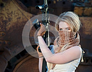 White woman with a gun