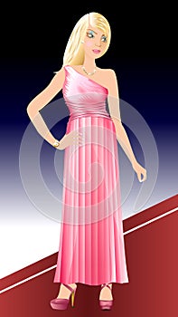 White Woman Pink Dress