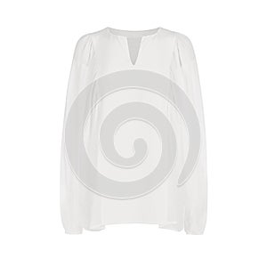 White women`s blouse with long wide sleeves