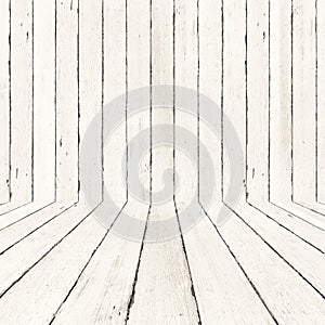 White wood background and floor, Wooden room background, Interio