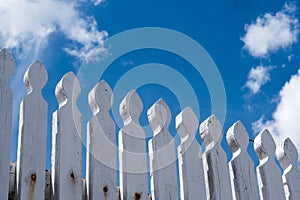 White wood wall and blue sky backgrounds