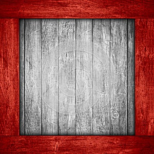 White wooden background in red wood frame