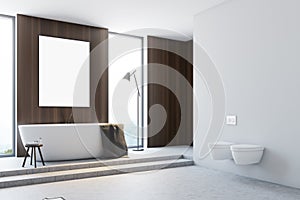 White and wooden bathroom, poster side