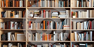 White wooden bookcase filled with books Zoom Virtual Background