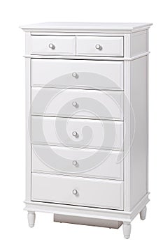 White wooden chest of drawers