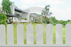 White wooden fence isolated abstract blur and defocused luxury hotel restaurantbackground that separates the objects