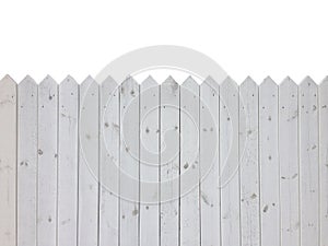 White wooden fence isolated on white background with copy space photo