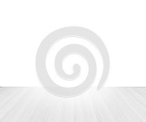 White wooden floor top perspective on white background