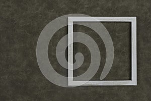 The white wooden frame arranges the elements on the fabric