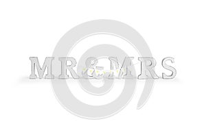 White wooden Mr and Mrs letters