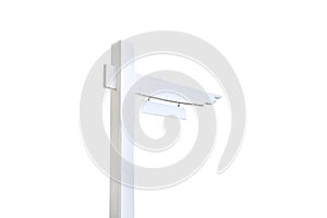A white, wooden signpost in the shape of a hand points to the right, isolated on a white background with a clipping path.