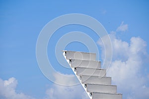 White wooden stair on sky background