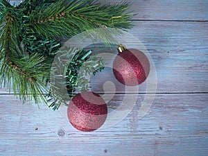 White wooden table with Christmas decoration